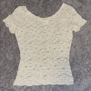 Victoria’s Secret Sheer Lace Top – Ivory Floral | Coquette • Romantic • Feminine